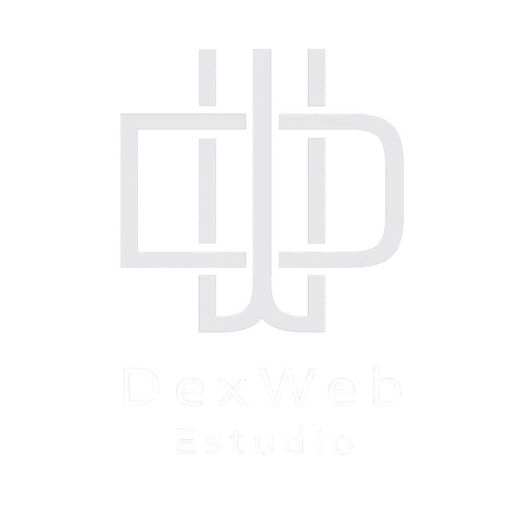 Logotipo principal de DexWeb Estudio en blanco y negro